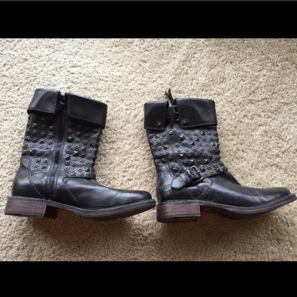 Ugg “Conor” studded biker boots black size 8